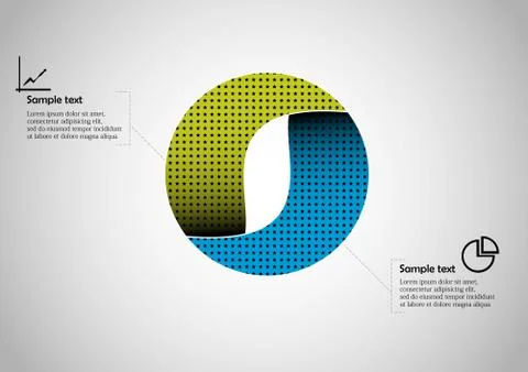 Circle infographic vector template consists of two parts Stock Illustration
