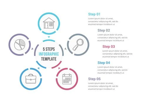 Circle Infographics with Five Elements Stock Illustration