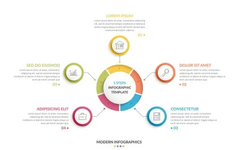 Circle Infographics - Five Elements 库存插图