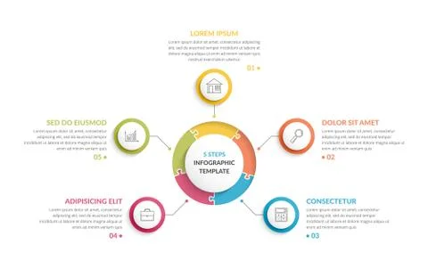 Circle Infographics - Five Elements イラスト素材