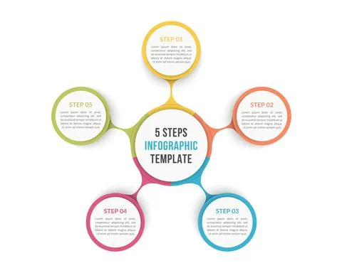 Circle Infographics - Five Elements 库存插图