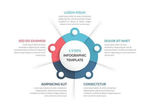 Circle Infographics - Five Elements 库存插图