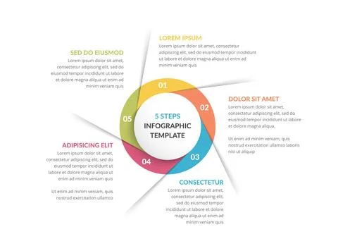 Circle Infographics - Five Elements 库存插图