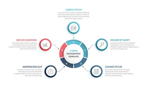 Circle Infographics - Five Elements Stock Illustration