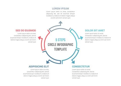 Circle Infographics - Five Elements 库存插图