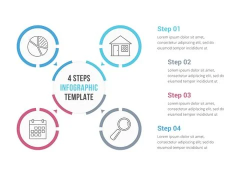 Circle Infographics with Four Elements 스톡 일러스트