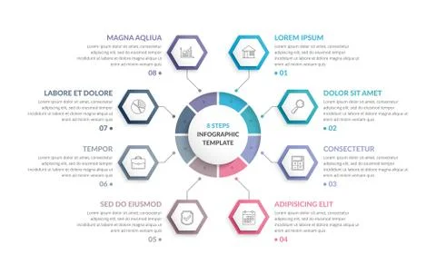 Circle Infographics with Hexagons Stock Illustration