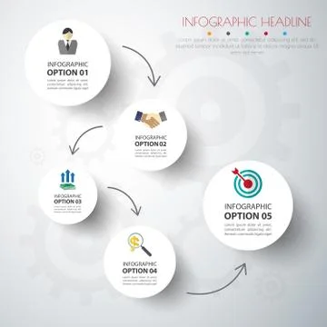 Circle infographics with icons set. Stock Illustration