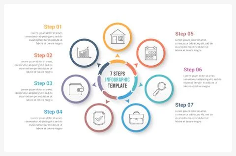 Circle Infographics with Seven Elements イラスト素材