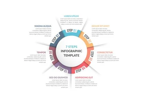 Circle Infographics - Seven Elements 스톡 일러스트