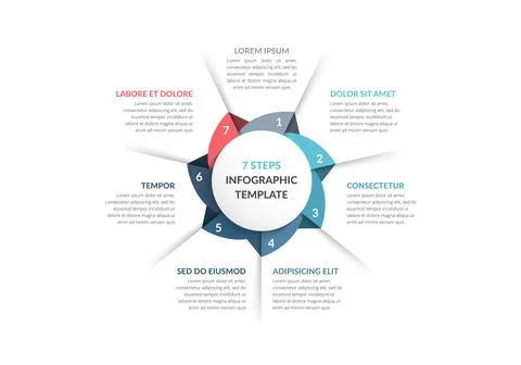 Circle Infographics - Seven Elements 스톡 일러스트