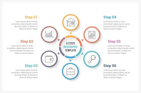 Circle Infographics with Six Elements イラスト素材