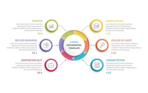 Circle Infographics - Six Elements Stockillustratie