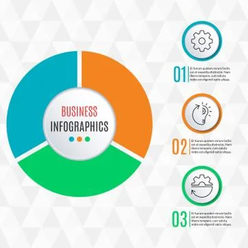 Circle infographics template with 3 steps, parts, options. Cycle diagram, graph Stock Illustration