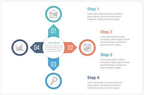 Circle Infographics Template with Four Elements Stock Illustration