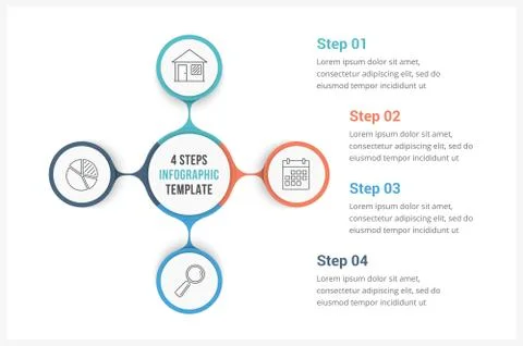 Circle Infographics Template with Four Elements 스톡 일러스트