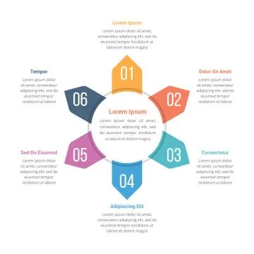 Circle Infographics Template with Six Elements Stock Illustration