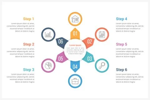 Circle Infographics Template with Six Elements Stockillustratie