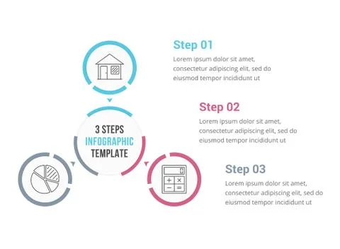 Circle Infographics with Three Elements Stock Illustration