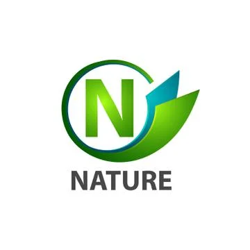 Circle initial letter N nature logo concept design. Symbol graphic template e Stock Illustration