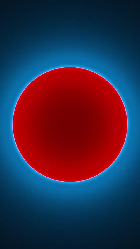 Circle with inner blue and outer red light split into pieces and inverts . 3D Stock Footage 276572625
