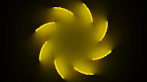 Circle with inner yellow light split to parts and transfrom to outer glow Illustrazione stock