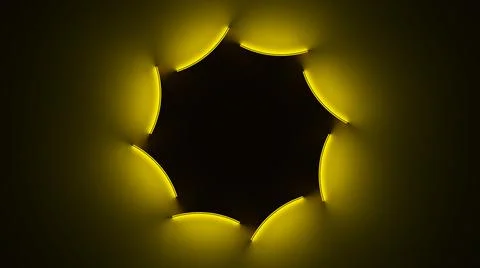 Circle with inner yellow light split to parts and transfrom to outer glow Stock Illustration