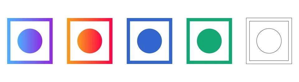 Circle inside Square Geometric Icons イラスト素材