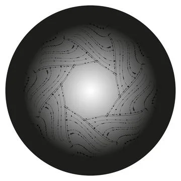 A circle inside of which there are thin elements of black color. イラスト素材