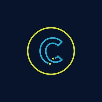 Circle IT logo letter C tech software digital logo Stock Illustration