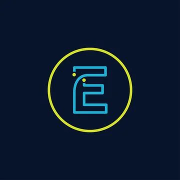 Circle IT logo letter E tech software digital logo Stock Illustration
