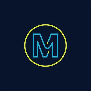 Circle IT logo letter M tech software digital logo Stock Illustration