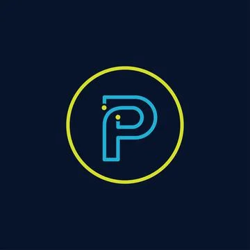 Circle IT logo letter P tech software digital logo Illustrazione stock