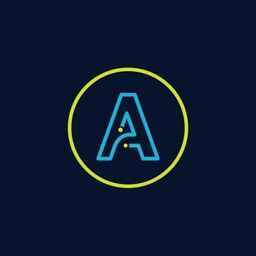 Circle IT logo letter A tech software digital logo Stock Illustration