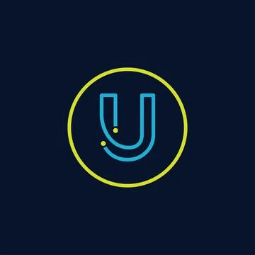 Circle IT logo letter U tech software digital logo Illustrazione stock