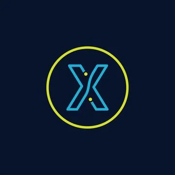 Circle IT logo letter X tech software digital logo Stock Illustration