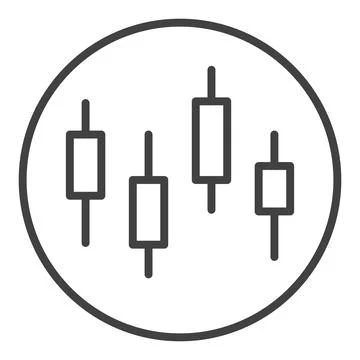 Circle with Japanese Candlestick Charts vector Technical Analysis icon or s.. Stock Illustration