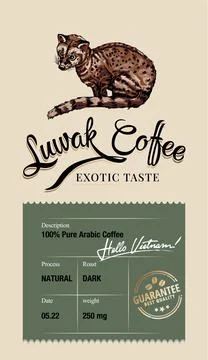 Circle label with civet cat vector inside, best for premium coffee bar or sho Stock Illustration