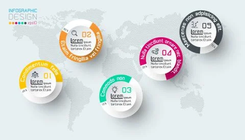 Circle label infographic with 5 steps. Stock Illustration