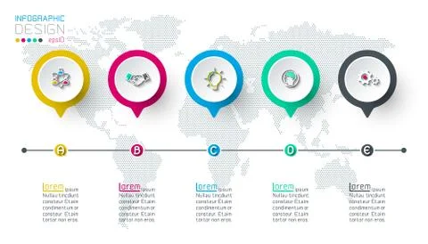 Circle label infographic with step by steps. Stock Illustration