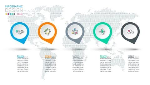 Circle label infographic with step by steps. Stock Illustration