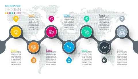 Circle label infographic with step by steps. Stock Illustration