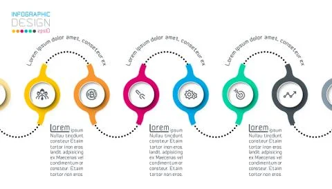 Circle label infographic with step by steps. Stock Illustration