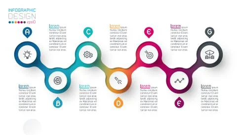 Circle label infographic with step by steps. Stock Illustration