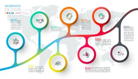 Circle label infographic with step by steps. Stock Illustration