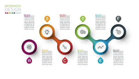 Circle label infographic with step by steps. Illustrazione stock