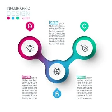 Circle label infographic with step by steps. Stock Illustration