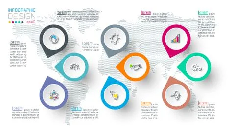 Circle label infographic with step by steps. Stock Illustration
