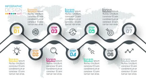 Circle label infographic with step by steps. Stock Illustration
