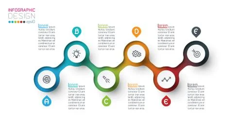 Circle label infographic with step by steps. Stock Illustration